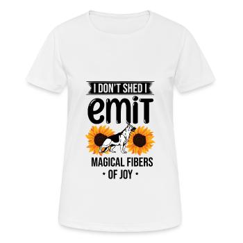 Je ne perds pas, j’émets des fibres magiques de joie Allemands S - T-shirt respirant Femme - blanc - Devant - AI Model Female 172 dark (172cm)