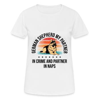 Berger allemand Mon partenaire dans le crime et Partenaire dans - T-shirt respirant Femme - blanc - Devant - AI Model Female 172 dark (172cm)