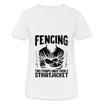 Escrime à deux sangles d’un escrimeur en camisole de force - T-shirt respirant Femme - blanc - Devant - AI Model Female 172 dark (172cm)
