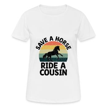 Sauver une balade à cheval Une réunion de famille de cousins - T-shirt respirant Femme - blanc - Devant - AI Model Female 172 dark (172cm)