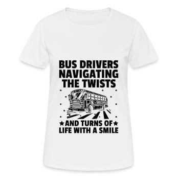 Busfahrer, die durch die Kurven und Kurven des - Frauen T-Shirt atmungsaktiv - Weiß - Vorne - AI Model Female 172 dark (172cm)