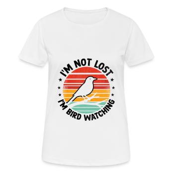 Je ne suis pas perdu Je suis Observation des oiseaux Observation des oiseaux - T-shirt respirant Femme - blanc - Devant - AI Model Female 172 dark (172cm)