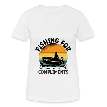 Fishing For Compliments Paddle Boat - Women's Breathable T-Shirt - white - Front - AI Model Female 172 dark (172cm)