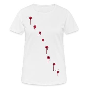 Einschussloecher - Frauen T-Shirt atmungsaktiv - Weiß - Vorne - AI Model Female 172 dark (172cm)