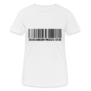 Anonymous Barcode - We are legion - Shirt - Frauen T-Shirt atmungsaktiv - Weiß - Vorne - AI Model Female 172 dark (172cm)