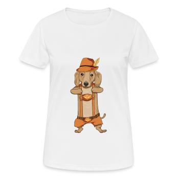 Dackel Tracht Hund Lederhose Bayrisch Geschenk - Frauen T-Shirt atmungsaktiv - Weiß - Vorne - AI Model Female 172 dark (172cm)