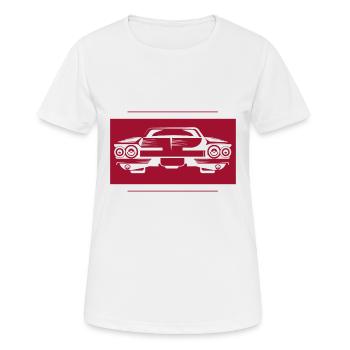 Auto - Cadillac - Oldtimer - Nostalgisch - Frauen T-Shirt atmungsaktiv - Weiß - Vorne - AI Model Female 172 dark (172cm)