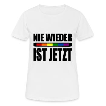 Nie wieder ist jetzt - Frauen T-Shirt atmungsaktiv - Weiß - Vorne - AI Model Female 172 dark (172cm)