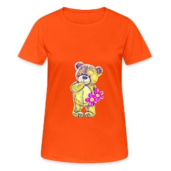 Teddybär - Frauen T-Shirt atmungsaktiv - Neonorange - Vorne - AI Model Female 172 dark (172cm)