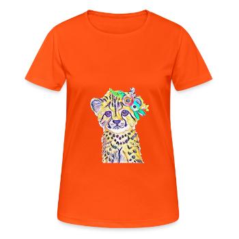 guépard - T-shirt respirant Femme - orange néon - Devant - AI Model Female 172 dark (172cm)