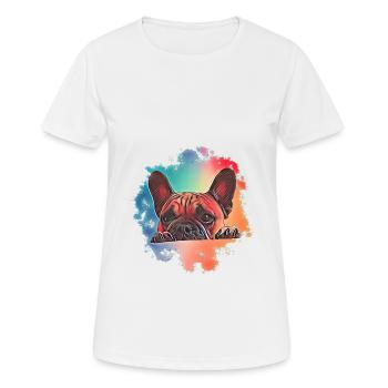 Bouledogue français - T-shirt respirant Femme - blanc - Devant - AI Model Female 172 dark (172cm)