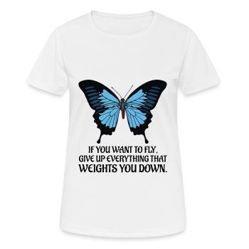Papillon coloré fleur chenille nature - T-shirt respirant Femme - blanc - Devant - AI Model Female 172 dark (172cm)