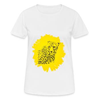 Gepard - Frauen T-Shirt atmungsaktiv - Weiß - Vorne - AI Model Female 172 dark (172cm)