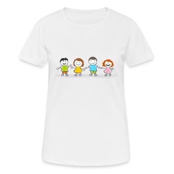 Menschen - Strichmännchen Kinder - Frauen T-Shirt atmungsaktiv - Weiß - Vorne - AI Model Female 172 dark (172cm)