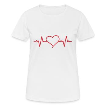 Cœur avec fréquence cardiaque - T-shirt respirant Femme - blanc - Devant - AI Model Female 172 dark (172cm)