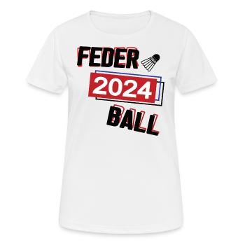 Federball in 2024 Sport Spiel Spielerin Badminton - Frauen T-Shirt atmungsaktiv - Weiß - Vorne - AI Model Female 172 dark (172cm)