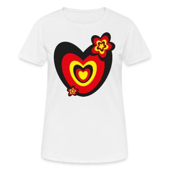 Deutschlandfarben mit viel Herz und Blumen. - Frauen T-Shirt atmungsaktiv - Weiß - Vorne - AI Model Female 172 dark (172cm)