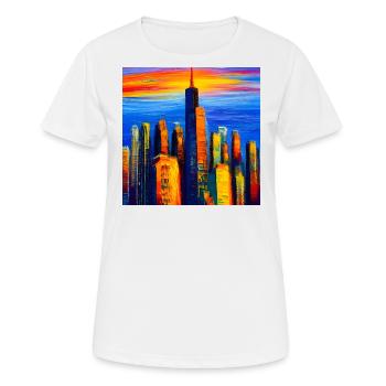 New York Wolkenkratzer während des Sonnenuntergang - Frauen T-Shirt atmungsaktiv - Weiß - Vorne - AI Model Female 172 dark (172cm)