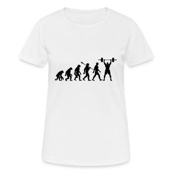 Evolution - Gewichtheben - Kraftsport - Frauen T-Shirt atmungsaktiv - Weiß - Vorne - AI Model Female 172 dark (172cm)