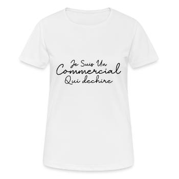 Je suis un commercial qui déchire - T-shirt respirant Femme - blanc - Devant - AI Model Female 172 dark (172cm)
