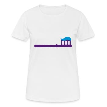 Brosse à dents - dent - T-shirt respirant Femme - blanc - Devant - AI Model Female 172 dark (172cm)