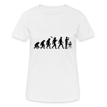 Evolution - Grillen - Grillmeister - Bier trinken - Frauen T-Shirt atmungsaktiv - Weiß - Vorne - AI Model Female 172 dark (172cm)