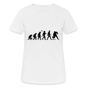Evolution - Eishockey - Puck - Wintersport - Frauen T-Shirt atmungsaktiv - Weiß - Vorne - AI Model Female 172 dark (172cm)