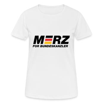 Merz for Bundeskanzler - Kanzler - Kanzlerkandidat - Frauen T-Shirt atmungsaktiv - Weiß - Vorne - AI Model Female 172 dark (172cm)