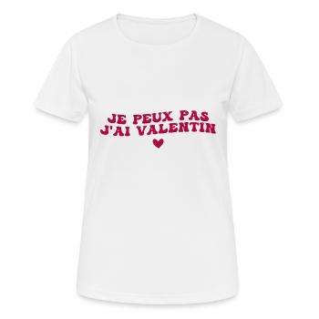 je peux pas j'ai Valentin - T-shirt respirant Femme - blanc - Devant - AI Model Female 172 dark (172cm)