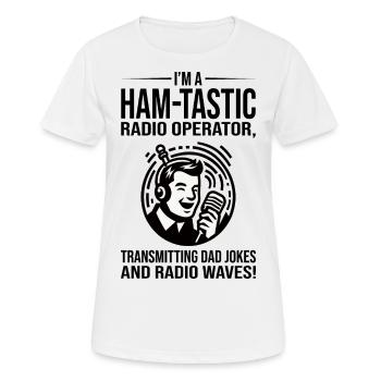 Amateur-tastischer Funker überträgt Papa-Witze - Frauen T-Shirt atmungsaktiv - Weiß - Vorne - AI Model Female 172 dark (172cm)