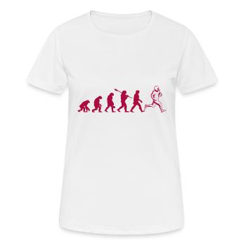 Die Entwicklung des Rugby - Frauen T-Shirt atmungsaktiv - Weiß - Vorne - AI Model Female 172 dark (172cm)
