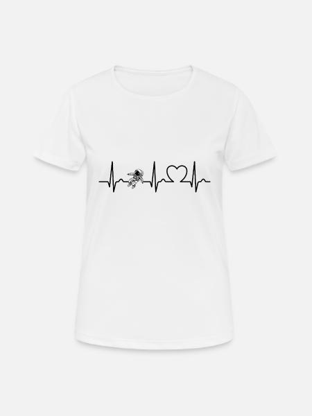 Courbe cardiaque - Pouls - ECG - Astronaute - Espace - T-shirt respirant Femme - blanc
