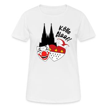 Karneval Kostüm Kölle Alaaf Clown Wappen Dom Köln - Frauen T-Shirt atmungsaktiv - Weiß - Vorne - AI Model Female 172 dark (172cm)