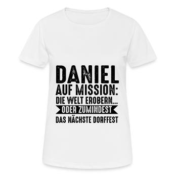 Prénom Daniel - T-shirt respirant Femme - blanc - Devant - AI Model Female 172 dark (172cm)