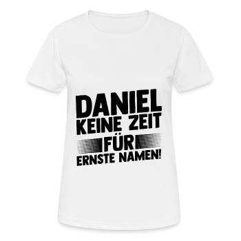 First name Daniel - Women's Breathable T-Shirt - white - Front - AI Model Female 172 dark (172cm)