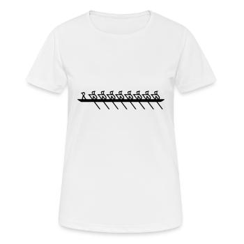 Rudern - Doppel Achter (8x+) mit Steuermann - Frauen T-Shirt atmungsaktiv - Weiß - Vorne - AI Model Female 172 dark (172cm)
