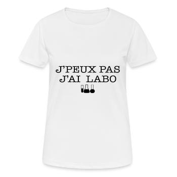 J'Peux Pas J'ai Labo Chimiste Humour - T-shirt respirant Femme - blanc - Devant - AI Model Female 172 dark (172cm)