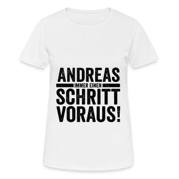 Prénom Andreas - T-shirt respirant Femme - blanc - Devant - AI Model Female 172 dark (172cm)