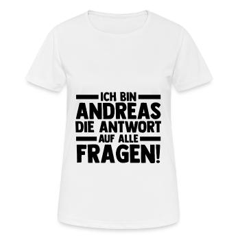 Vorname Andreas - Frauen T-Shirt atmungsaktiv - Weiß - Vorne - AI Model Female 172 dark (172cm)