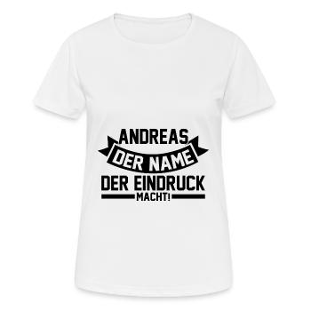 Vorname Andreas - Frauen T-Shirt atmungsaktiv - Weiß - Vorne - AI Model Female 172 dark (172cm)