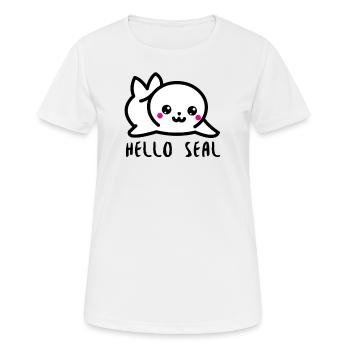 Hello Seal - Frauen T-Shirt atmungsaktiv - Weiß - Vorne - AI Model Female 172 dark (172cm)