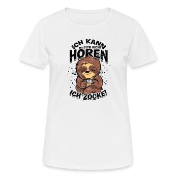 Ich kann dich nicht hören ich zocke! - Videospiel - Frauen T-Shirt atmungsaktiv - Weiß - Vorne - AI Model Female 172 dark (172cm)