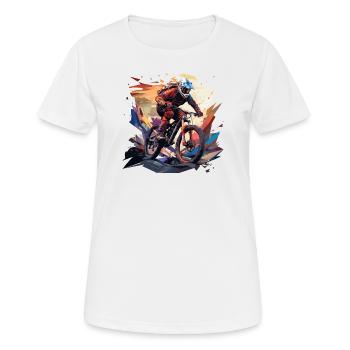 Cooles Mountainbiker T-Shirt Design, Polygon Style - Frauen T-Shirt atmungsaktiv - Weiß - Vorne - AI Model Female 172 dark (172cm)