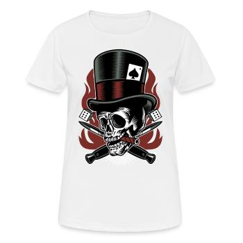Outlaw Skull / Totenkopf Glückspiel Geschenkidee - Frauen T-Shirt atmungsaktiv - Weiß - Vorne - AI Model Female 172 dark (172cm)