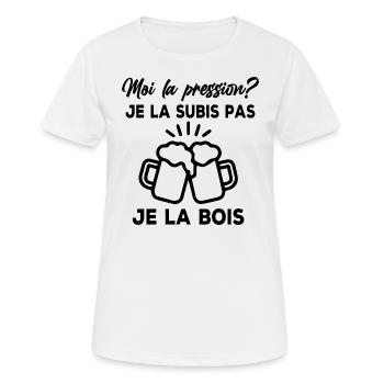 Moi la pression? je la subis pas je la bois - T-shirt respirant Femme - blanc - Devant - AI Model Female 172 dark (172cm)