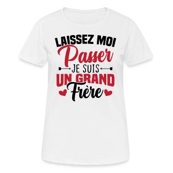 Laissez moi passer je suis un grand frère - T-shirt respirant Femme - blanc - Devant - AI Model Female 172 dark (172cm)
