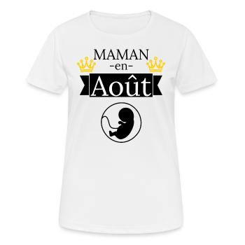 Maman en août. Future maman - T-shirt respirant Femme - blanc - Devant - AI Model Female 172 dark (172cm)