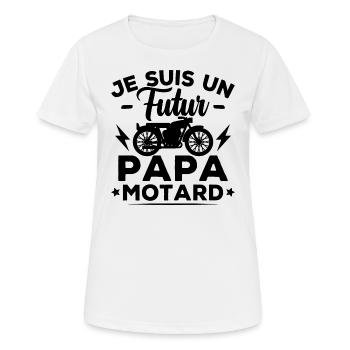 Je suis un futur papa motard - T-shirt respirant Femme - blanc - Devant - AI Model Female 172 dark (172cm)