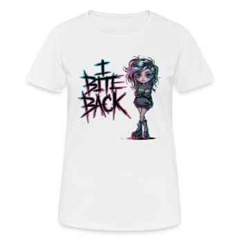 Rebellisches Gothic Girl – I Bite Back - Frauen T-Shirt atmungsaktiv - Weiß - Vorne - AI Model Female 172 dark (172cm)