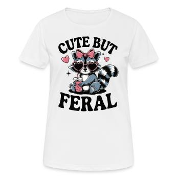 Sweet but wild – raccoon with heart sunglasses - Women's Breathable T-Shirt - white - Front - AI Model Female 172 dark (172cm)